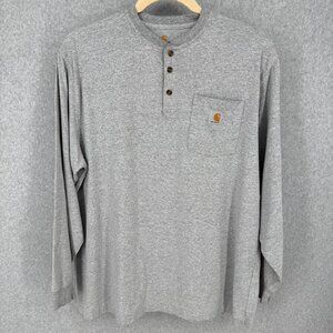 Carhartt Mens Original Fit Pocket Henley T-Shirt Size XL Gray Heavyweight LS